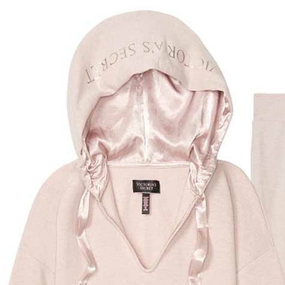 Victorias Secrets Sueded Fleece Crop Hoodie ,Skinny Jogger Silver Violet - Picture 2 of 3